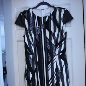 Cache black and white print short dress sz 10 NWOT